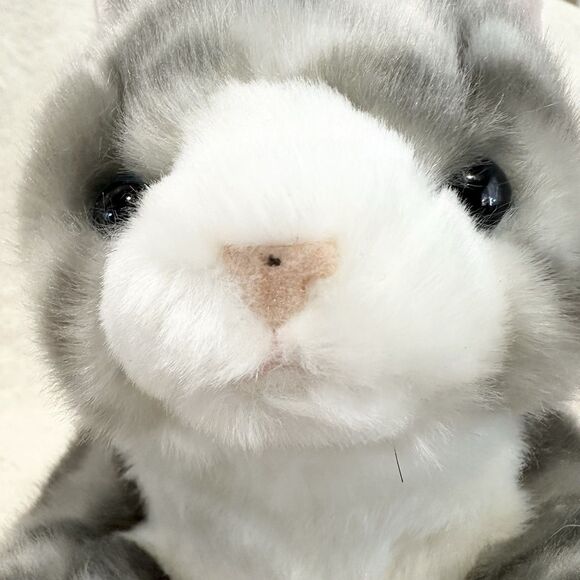 Tiger Hart Tale Toys Grey Tabby Kitten Cat Laying Striped 10” Realistic Plush - Picture 3 of 7